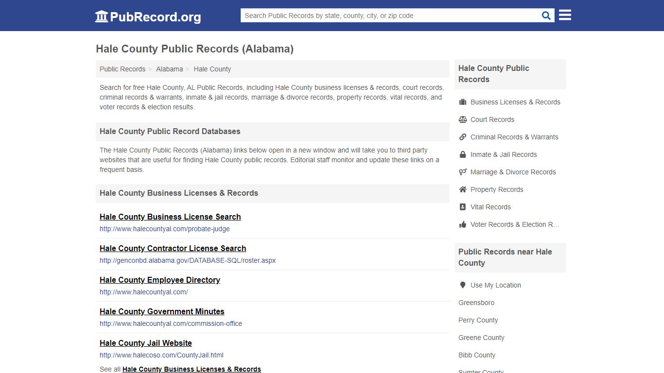 Free Hale County Public Records (Alabama Public Records) - PubRecord.org